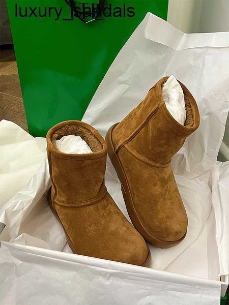 Botteg Venets Snap Snap Snow Boots Ann Sole Peluş Kürk Entegre Kuzu Yün Pamuk Ayakkabı Shortqq