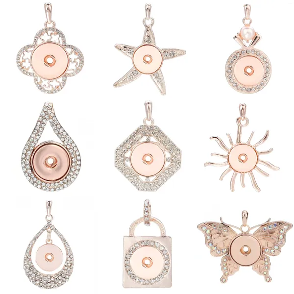 Ожерелья с подвесками, 10 шт./лот, оптовая продажа, ювелирные подвески с кнопками, кристалл, круглый цветок, 18 мм, ожерелье