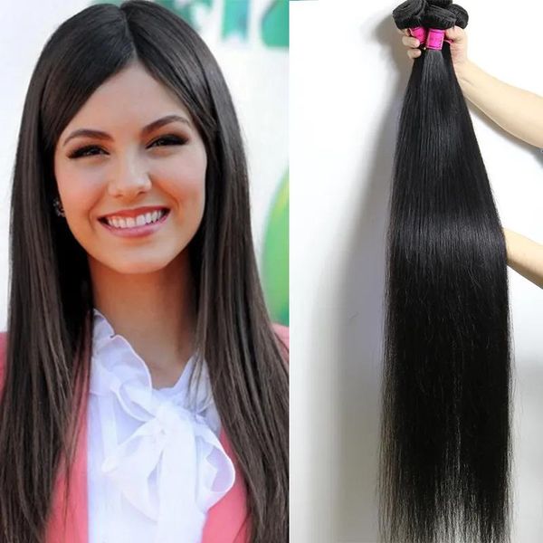 Wefts Venda Direta da Fábrica Brasileira Virgem Feixes de Cabelo Em Linha Reta 28 30 32 34 36 38 40 polegadas Comprimento 100% Extensio Cabelo Humano Não Processado