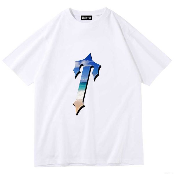 Elegante designer de luxo homem camisa carta de alta qualidade TRAPSTAR camisas de manga curta popular novo mens t casual algodão marca cor off white 2N0L