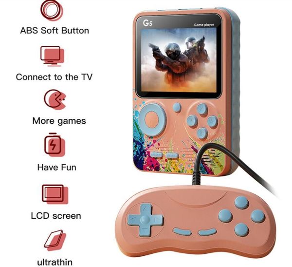 500 em 1 consoles de videogame portáteis G5 Retro Game Player Mini console de jogos HD Tela LCD Duas funções Gamepad Presente de aniversário para crianças w Edhu