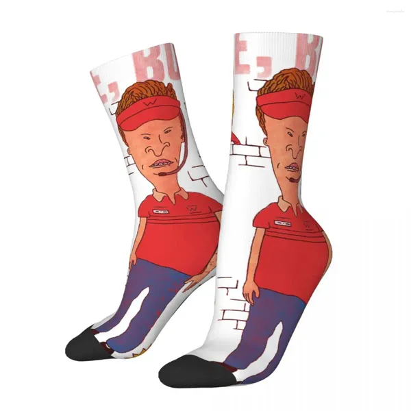 Erkek Çoraplar Komik Mutlu Sıkıştırma Meşgul Vintage Harajuku Beavis ve Butthead Hip Hop Yenilik Deseni Mürettebat Çılgın Çorap