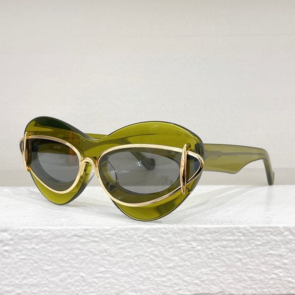 Homem designer óculos de sol acetato borboleta grande quadro lente quadro lw40119i marca marca máscara protetora amarelo condução espelho óculos moda óculos de sol