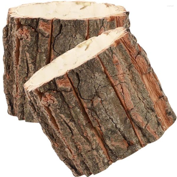 Vasi da 2 pezzi Bark Fountana in legno Flowen Pot Decor Ho