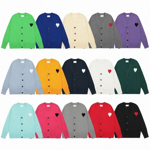 Unisex tasarımcı amis paris sweater erkekler kadın moda bir kalp desen yuvarlak boyun örgü sweatshirts lüks marka sevgilisi a-line küçük kırmızı kalp d4uz#