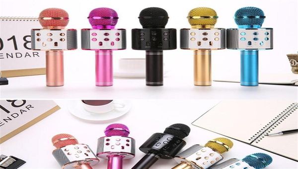 WS858 Taşınabilir El Mikrofon Kablosuz Hoparlör Mikrofon Karaoke Şarkı Söyleyen Ev Partisi Hoparlörleri Çok Renkler263D291Q9565460