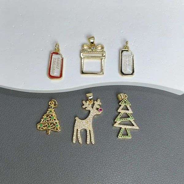 Anhänger-Halsketten Verkauf von Zirkon-Elch-Hirsch-Weihnachtsbaum-Anhängern, Tropföl-Charms, Halskette, Armband, Schmuck, Accessoires, handgefertigte Materialien