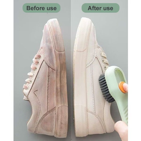 Escova líquida para limpeza de sapatos, escova com cerdas macias e cabo longo para roupas, ferramenta de limpeza doméstica