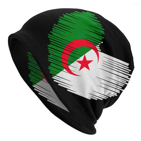 Berets Bonnet Chapéus Sol Adulto Masculino Chapéu de Malha Argélia Bandeira Caps Cool Gráfico Unissex R345 Tricô