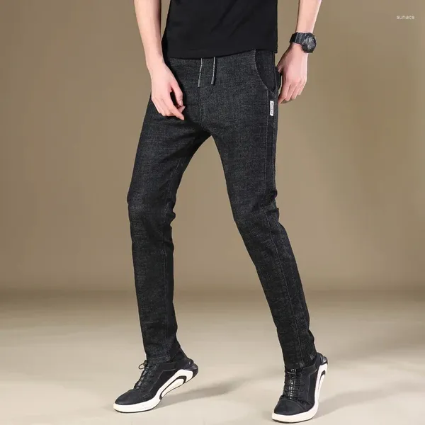 Jeans masculinos outono/inverno 2024 calças de negócios casuais plus size solto haren preto 40