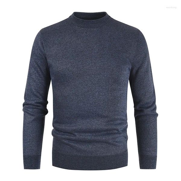 Erkek Sweaters Erkekler 2024 Winer Sıradan Katı Kalın Artı Kadife Kazak Altılar Elastikiyeti Moda İnce Fit O-Neck