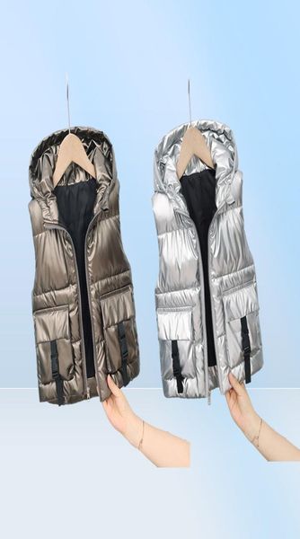 Escola crianças com capuz puffer colete calor criança colete inverno meninas meninos jaquetas brancas para baixo crianças roupas 3-11 anos de idade 2208126524962