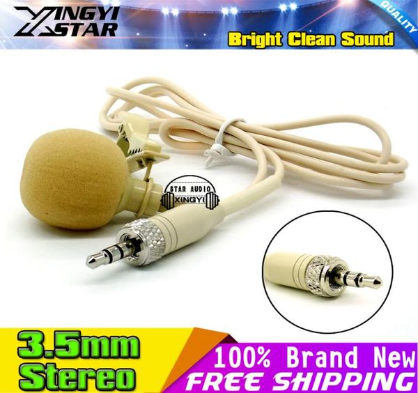 Beige Vite Blocco filettatura Jack da 35 mm Spina stereo Bavero Clip per cravatta Microfono Lavalier per sistema wireless Trasmettitore da cintura2042325