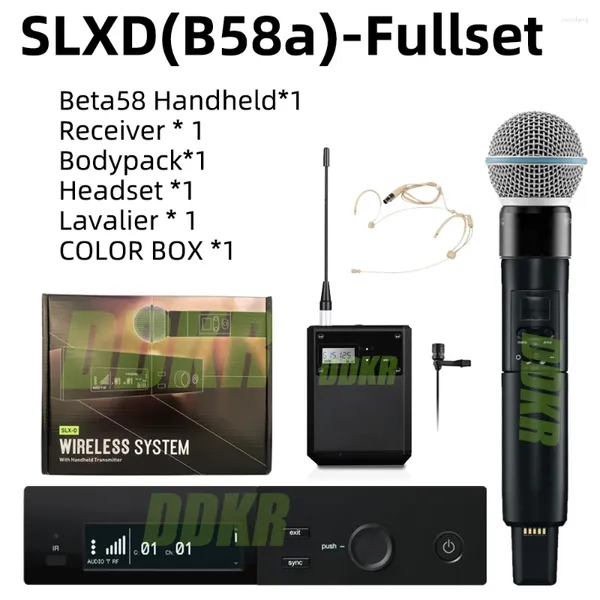 Mikrofone DDKR SLXD4-fullset-BOX UHF True Diversity Wireless-Mikrofonsystem für Karaoke-Bühnenauftritte Mic Professionnel