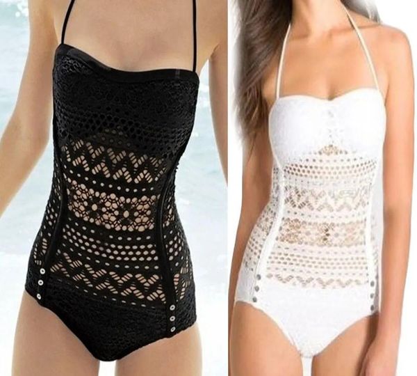 Costumi da bagno all'ingrosso 2017 Costume intero in pizzo sexy Costume da bagno donna Bikini Set aderente Tuta Beachwear Halter Monokini imbottito Swimw