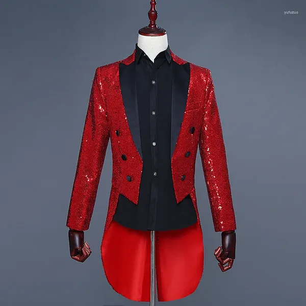 Ternos masculinos brilhantes lantejoula de ouro embelezado machado masculino boate de boate DJ Blazer Jacket Stage roupas para cantores