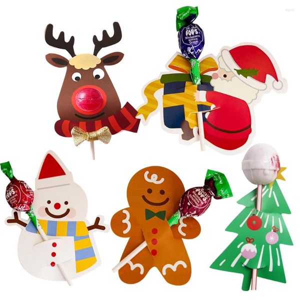 Parti Dekorasyonu 30 PCS Noel lolipop kart karikatür kardan adam ağacı Noel Baba Geyik Kartları Noel diy dekorasyonları çocuklar hediye malzemeleri
