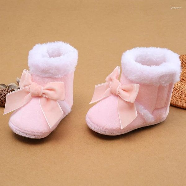 Stivali Scarpe da bambina Neonati Antiscivolo Toppa per la casa Colore Fiocco grande Peluche Caldo Casual Festa invernale