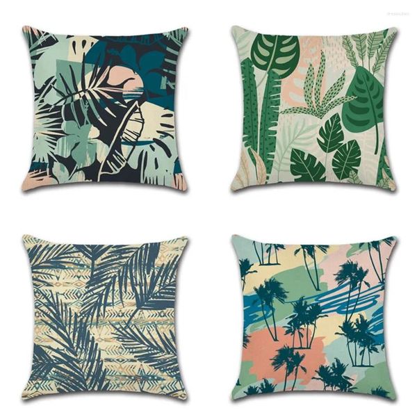 Kissenbezug für Sofa, dekorativer Kissenbezug mit tropischen Pflanzenblättern, abstrakter grüner Überwurf, Heimdekoration, Kissenbezug