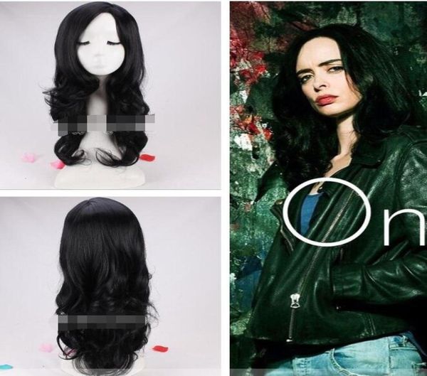 Os defensores jessica jones senhoras cabelo preto cosplay peruca peruca cap5693896