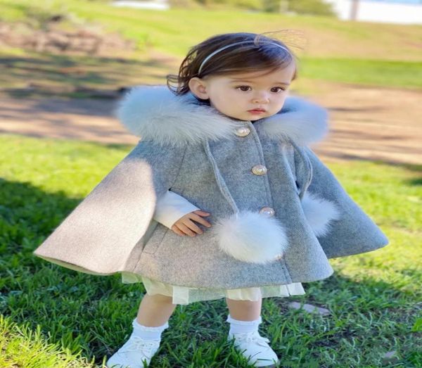 Winter Kinder Mädchen Mit Kapuze Poncho Jacke Mode Süße Mädchen Pelz Mit Kapuze Mantel mantel Kinder Warme Oberbekleidung 212Y4224195