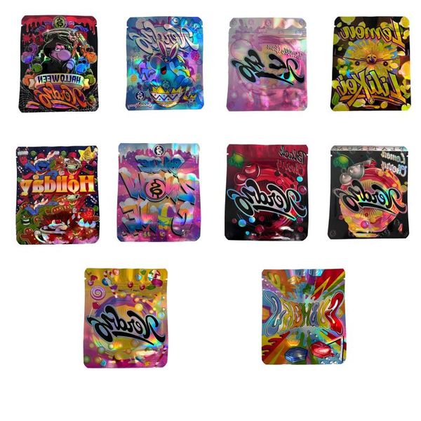 Holographic Laser Plastic Mylar Bags 35g Heat Seal Resealable Packing Zipper Pouch Avndo