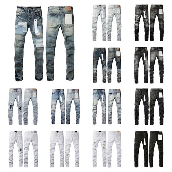 Mens Jeans Angustiado Rasgado Biker Jean Slim Fit Motociclista Denim Calças Para Homens Fashion Designer Pantss Hip Hop Men 01