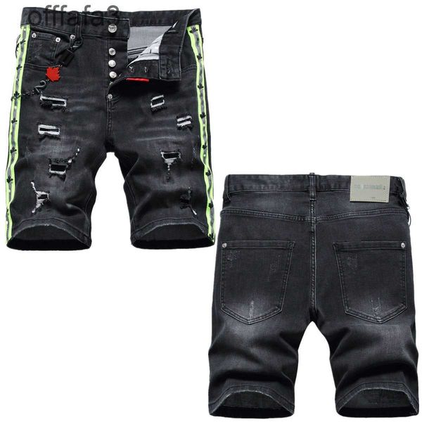 pantaloni da uomo jeans viola Pantaloncini in denim con patch buco della moda di strada fettuccia laterale per auto da uomo pantaloni giovanili personalizzati di marca a cinque punti