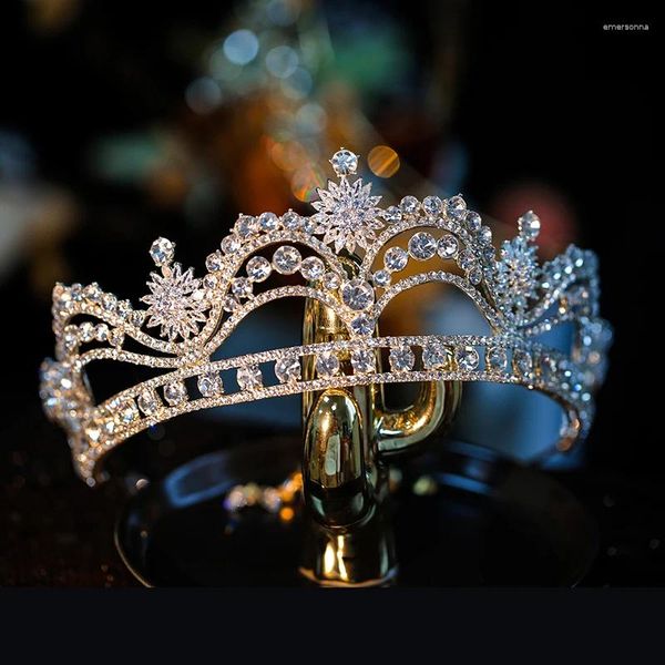 Fermagli per capelli Barocco Lusso Argento Colore Fiore di cristallo Diademi nuziali Corona Strass Spettacolo Diadema Sposa Fascia per capelli Accessori da sposa