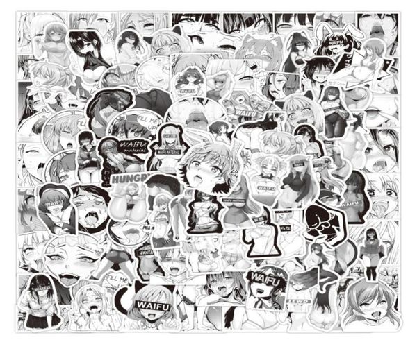 Car sticker 10/50/100 Uds. Pegatinas de Anime Sexy Pinup Girl Hentai Waifu para funda de teléfono portátil guitarra coche monopatín calcomanía en blanco y negro 3045828