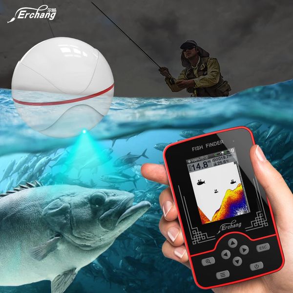 Erchang F13 Wireless Echolot Fischfinder, wiederaufladbar, 100 m Entfernung, See, Fluss, Meer, Winterfischen 240104