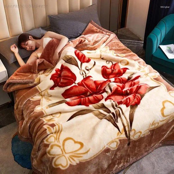 Одеяла высокого качества, одеяло Raschel, зимнее супертолстое двухслойное свадебное коралловое флисовое одноместное двойное обеденное перерыв...