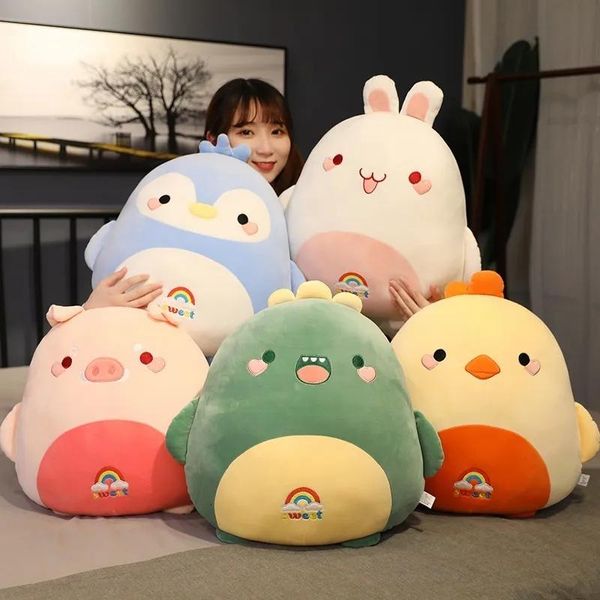 Bambole di peluche Bambole Grasso Kawaii Pollo Orso Coniglio Piggy Dinosauro Peluche Cuscino Giocattoli Morbido Peluche Bambola Cuscino per sedia Alta qualità 23