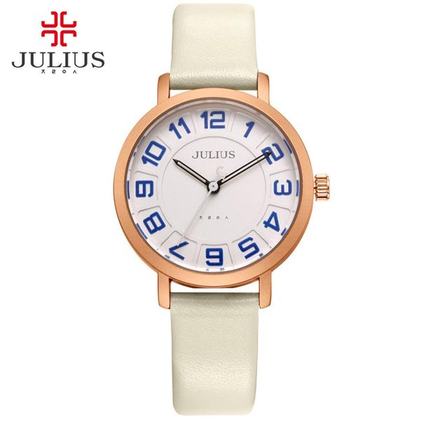 Julius Alibaba Express Ladies Watches Kadınlar Giyim Ultra İnce Ucuz Promosyon Yuvarlak Deri Relogio Gemi Dropship JA-939334G