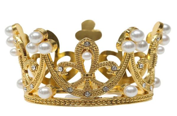 Mini coroa princesa topper cristal pérola tiara crianças enfeites de cabelo para festa de aniversário de casamento ferramentas de decoração do bolo xb19152768