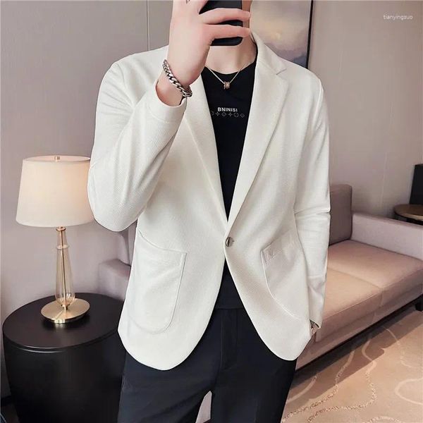 Ternos masculinos 2024 designer masculino moda casual elegante fino ajuste inteligente blazer masculino jaqueta de cor sólida masculino jacquard