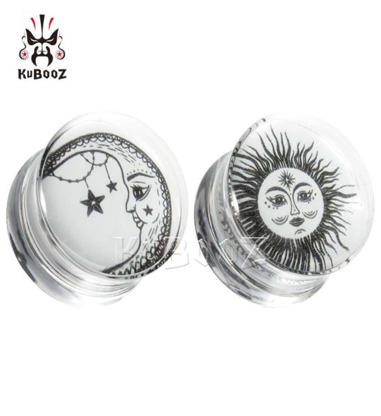 Kubooz Şeffaf Akrilik Güneş Ay Kulak Tapaları Tüneller Piercing Vücut Takı Küpe Genişletir Sedyeler Sedye 8mm ila 30mm 38p9906915