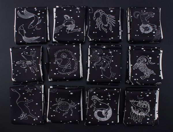 2019 neue Tarot-Marke, Seidenschals mit zwölf Sternbildern, gedruckt in Europa und den Vereinigten Staaten, kleiner Bandschal mit Bindetaschengriff, 6774364