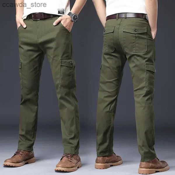 Pantaloni da uomo 2023 Nuovi pantaloni cargo da uomo Pantaloni larghi tattici militari Pantaloni casual multitasche Pantalone nero Tuta militare in cotone maschile Q240104