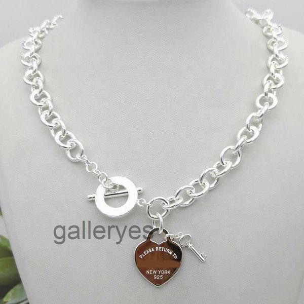 Klassisches Design Damen Tf Style Kette Halskette S925 Sterling Silber Schlüssel Herz Liebe Ei Marke Anhänger Charm NEC 5KCK 5KCK