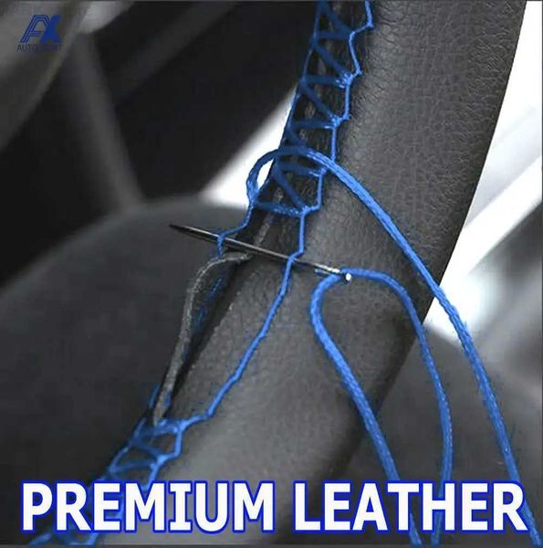 Coprivolanti Deluxe BLU Coprivolante in pelle per auto Sport antiscivolo PU 37-38 cm 15 Styling per Nissan Qashqai VW Polo Golf Passat B6L24014