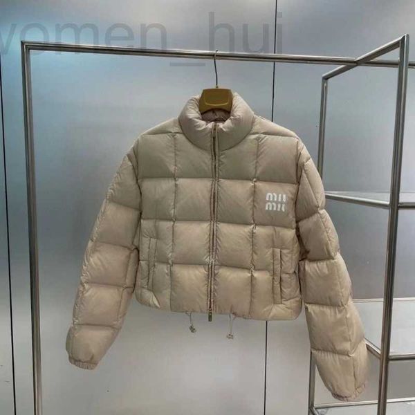 Parka in piumino da donna designer 23ss mius inverno nuovo abbigliamento da pane corto piumino da donna colletto rialzato cappotto con stampa di lettere alla moda imbottito in piuma d'oca bianca RGMF