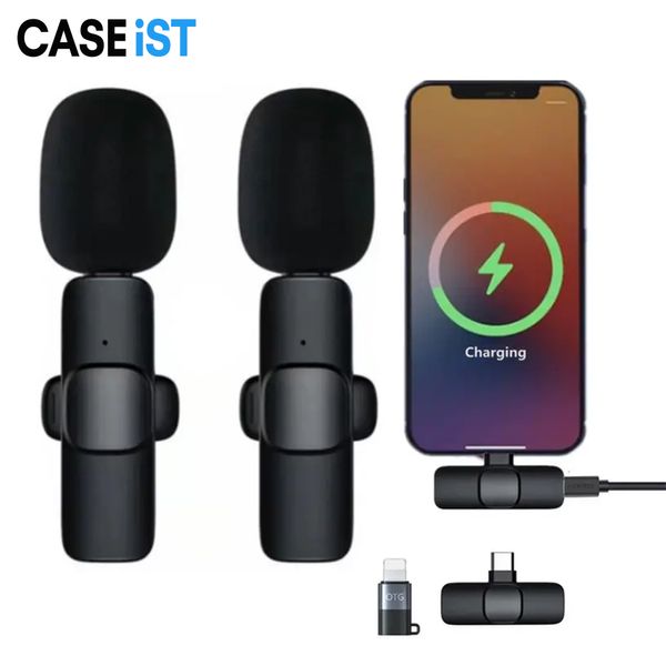 CASEiST Professionelles 2-in-1-Wireless-Lavalier-Mikrofon, Revers-Mini-Interview, Audio-Video-Aufzeichnung, Rauschunterdrückung, Live-Stream, Vlog, Youtube, Tiktok für iPhone und Android