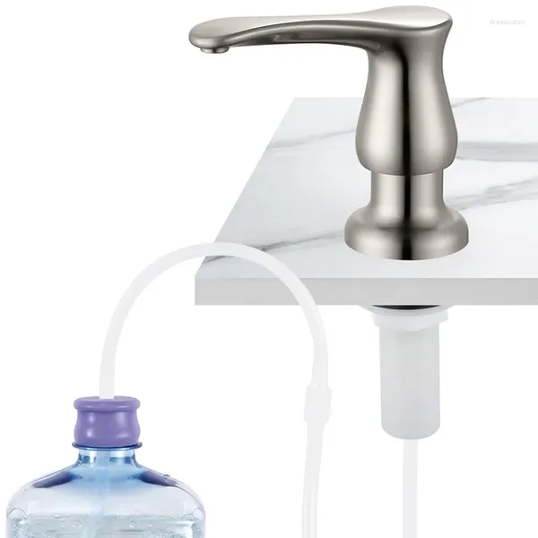 Dispenser di sapone liquido per lavello da cucina sottolavello in nichel spazzolato con kit tubo di prolunga