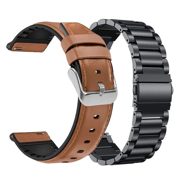 2 Stück Metallband Lederband für Huami Amazfit GTR47 42 mm Silikon-Lederarmband Pace Stratos Armband 22 mm 20 240104