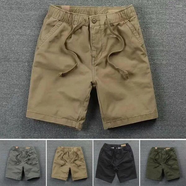 Shorts masculinos 2024 verão homens calças de algodão calças de trabalho sólido casual negócios sociais bermudas soltas luxo cáqui corredores