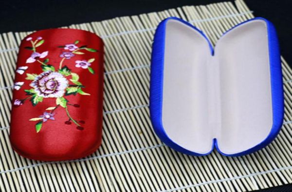 Mais recente bordado peônia flor caso óculos caixa de armazenamento feminino tecido óculos caso duro caixa de embalagem de jóias 1 pçs 9607007