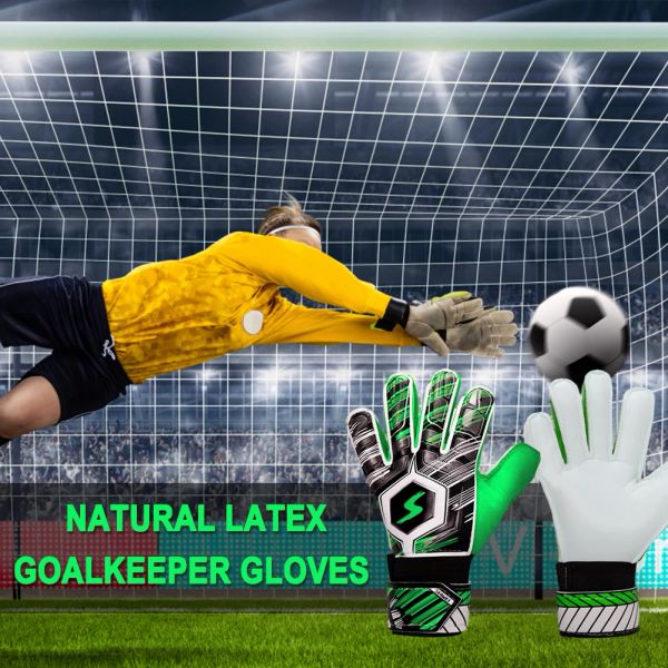 Luvas de goleiro de futebol profissional, luvas ajustáveis para jogadores de futebol com proteção para os dedos para crianças, jovens e adultos