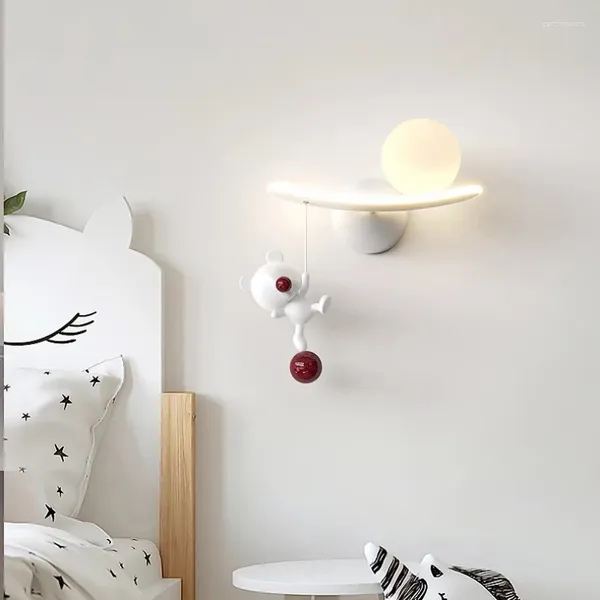 Lâmpadas de parede moderna quarto infantil cabeceira bonito branco mouse lâmpada nórdico simples quente berçário menina menino quarto luzes