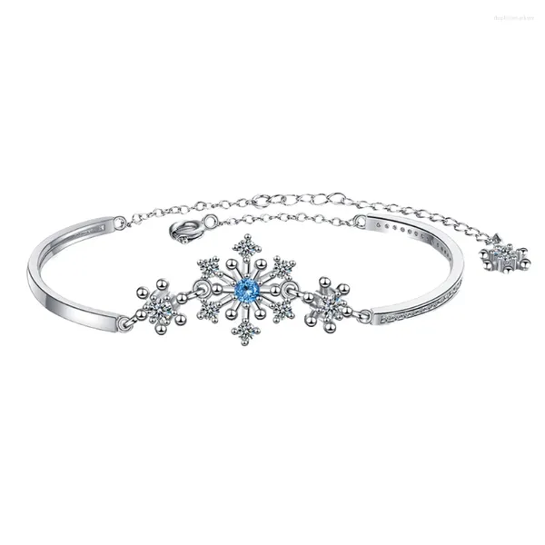 Charme pulseiras pulseira de prata esterlina floco de neve pulso corrente relógio elegante requintado elegante pulseira strass incrustado miss
